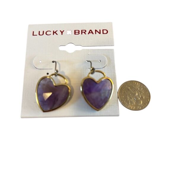 Beautiful Amethyst Colored Heart Drop Earrings - Picture 6 of 6